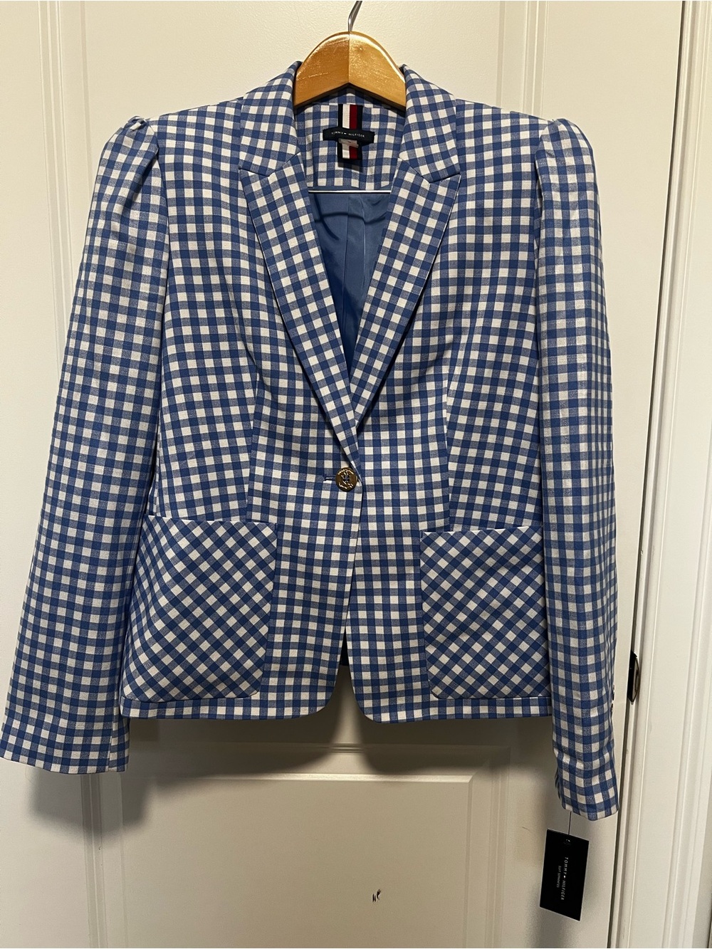 Tommy Hilfiger Gingham Blazer NWT Blue White Size 10